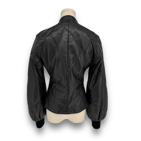 AKRIS Black Lamb Napa Leather Bomber Blazer Jacket - Size 6 - Picture 3 of 7
